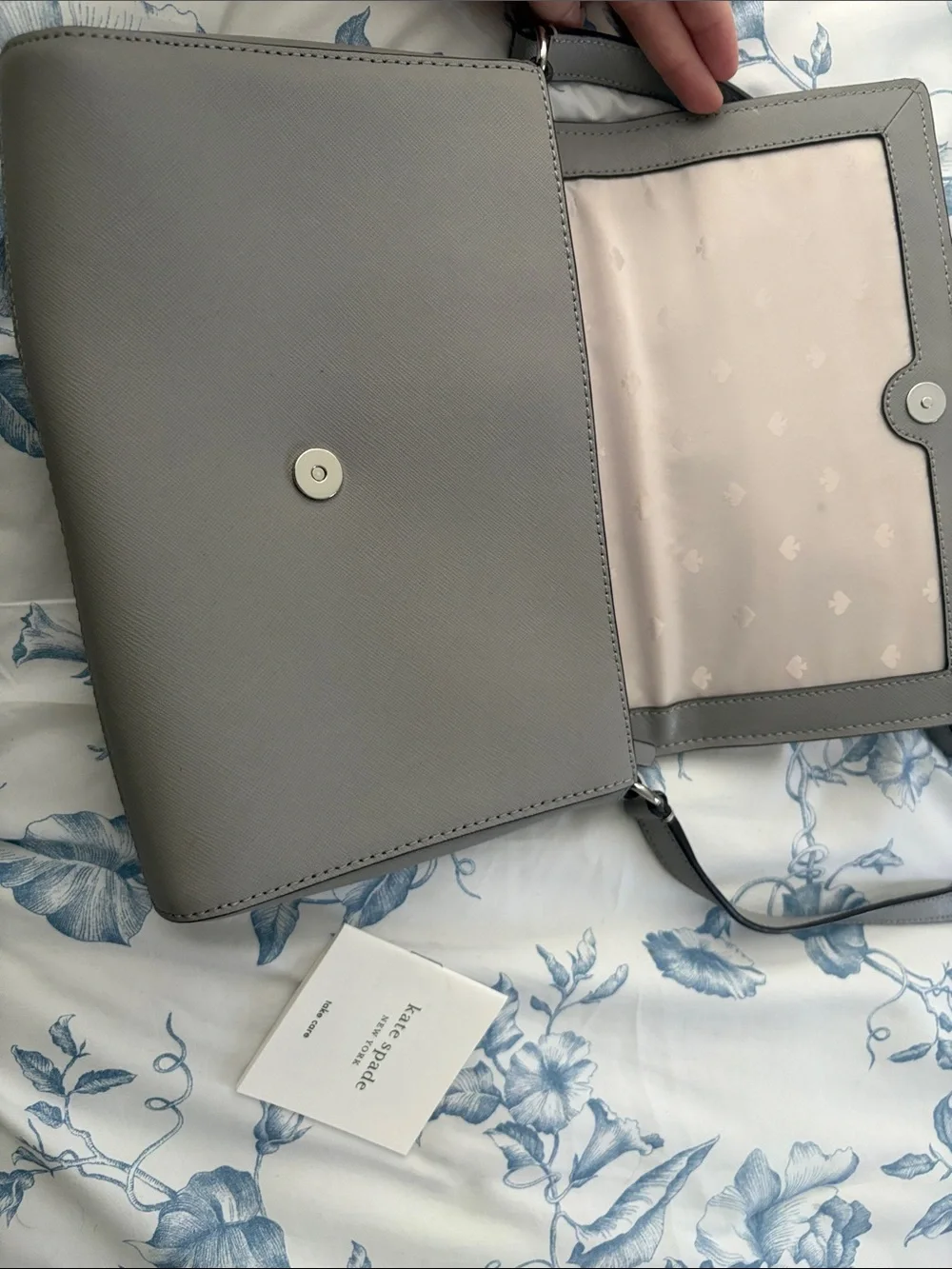 kate spade Gray Saffiano Leather Crossbody Bag